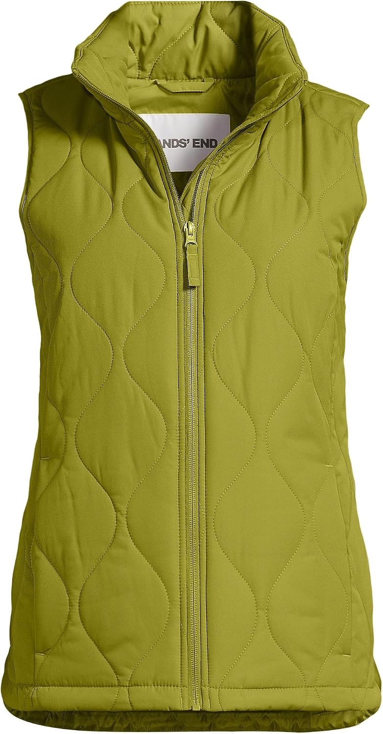 image:imageLands End Womens Quilted Puffer VestVintage Lime Green