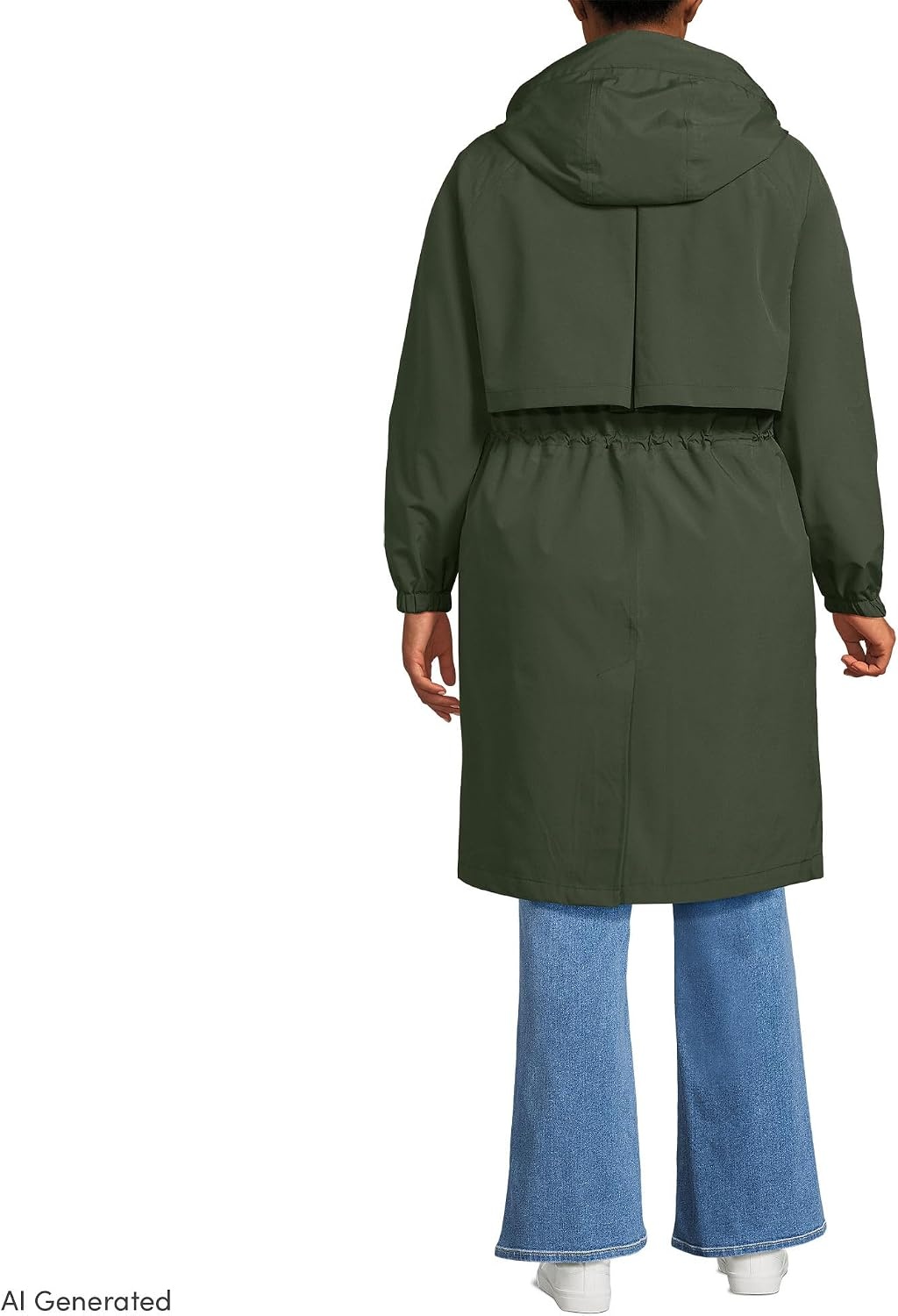 image:imageLands End Womens Squall Packable Long RaincoatRich Olive Green