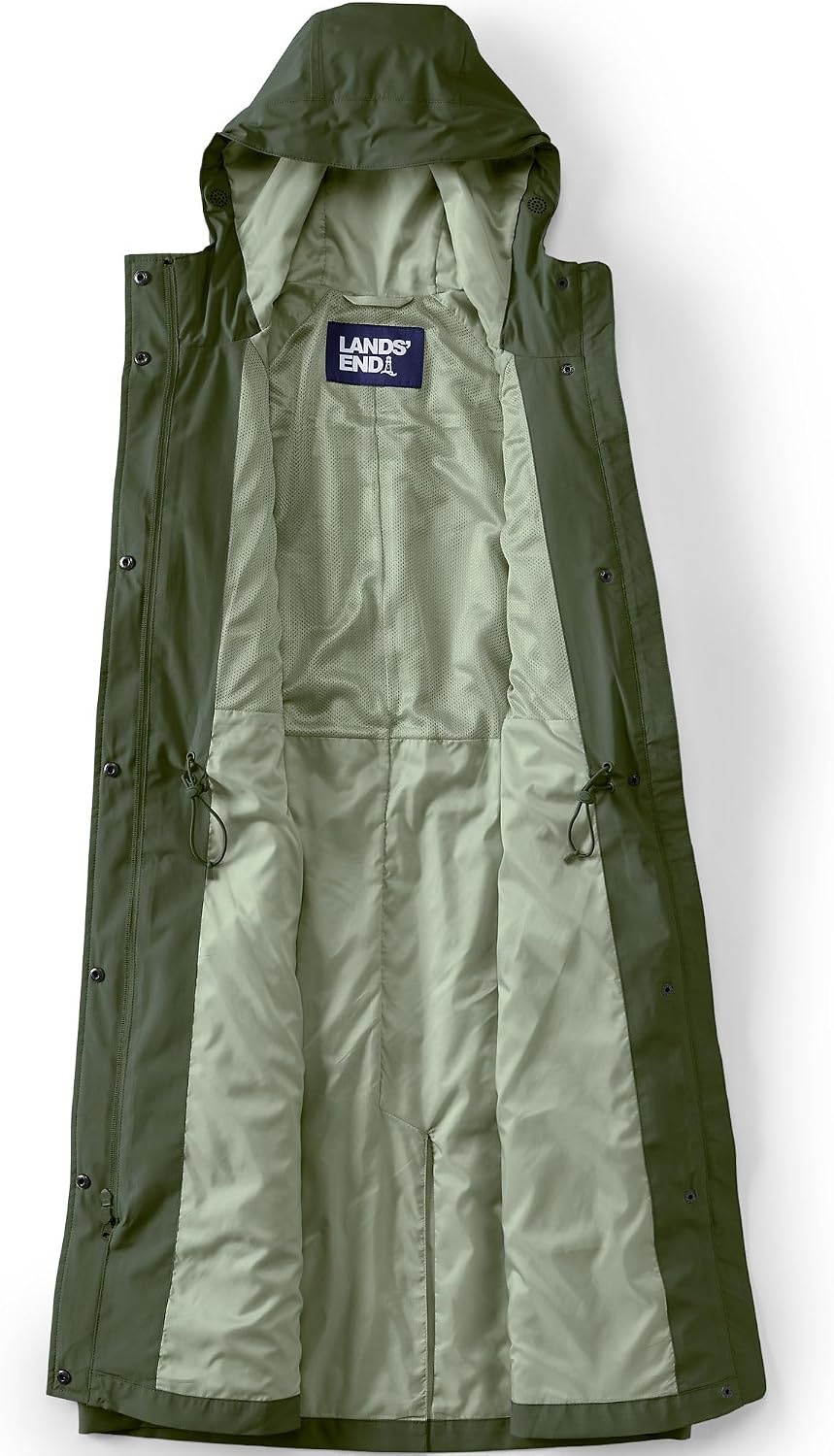 image:imageLands End Womens Squall Packable Long RaincoatRich Olive Green