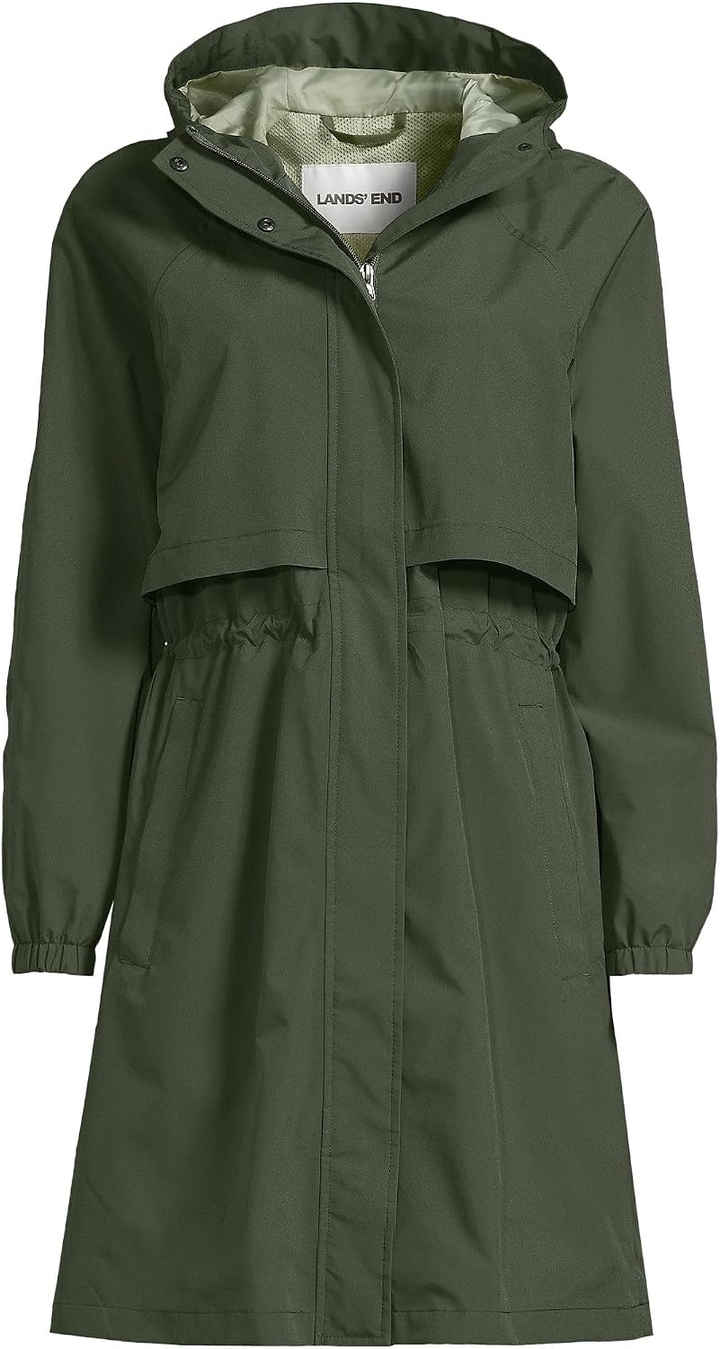 image:imageLands End Womens Squall Packable Long RaincoatRich Olive Green