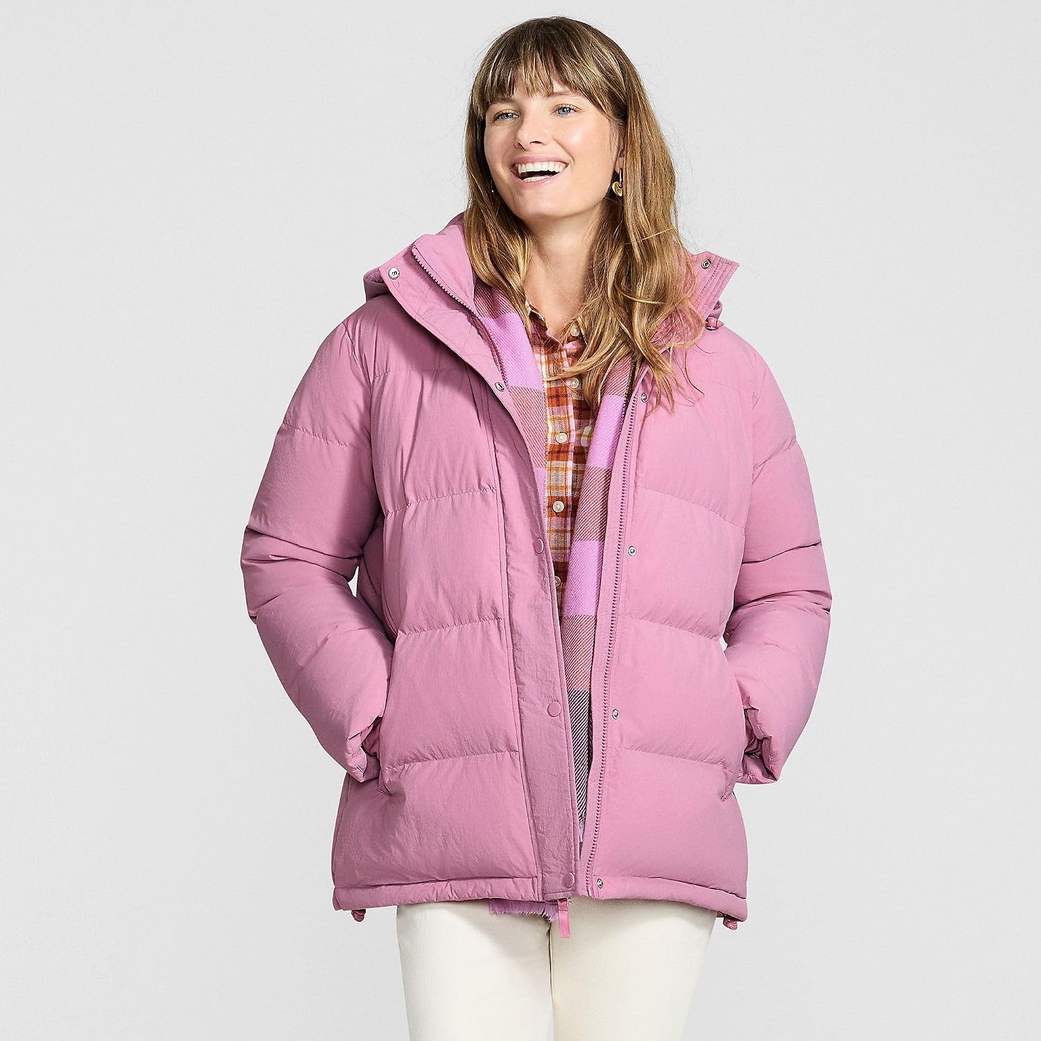 image:imageLands End Womens Wide Channel 600 Down Puffer JacketMauve Orchid