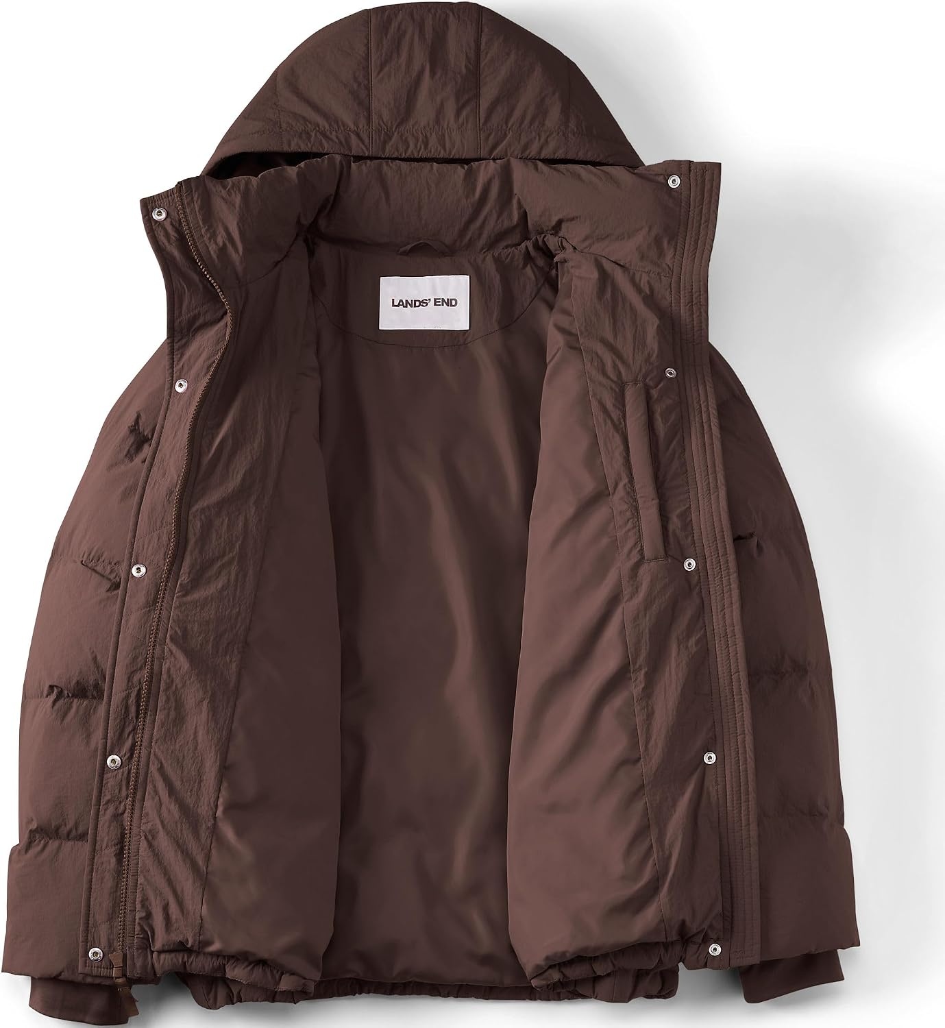 image:imageLands End Womens Wide Channel 600 Down Puffer JacketRich Coffee