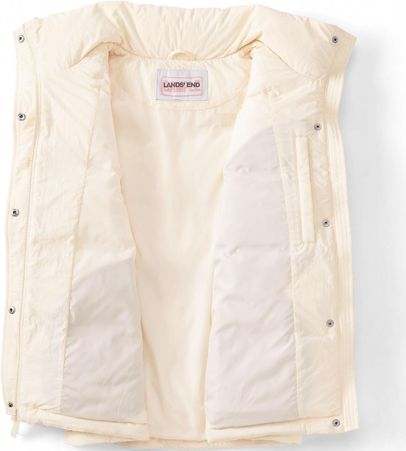 image:imageLands End Womens Wide Channel 600 Down Puffer VestIvory Pearl