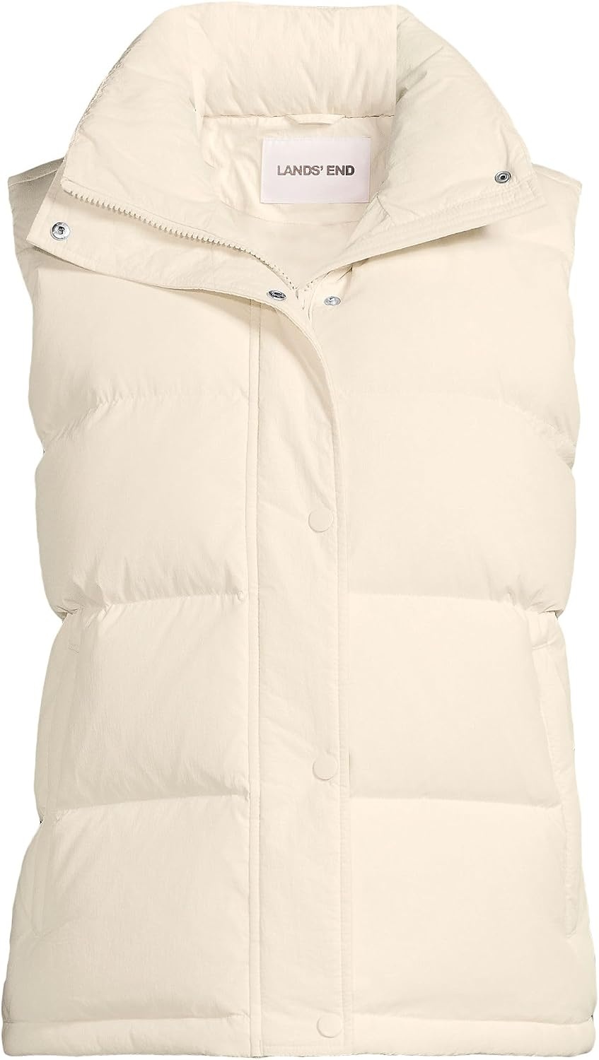 image:imageLands End Womens Wide Channel 600 Down Puffer VestIvory Pearl