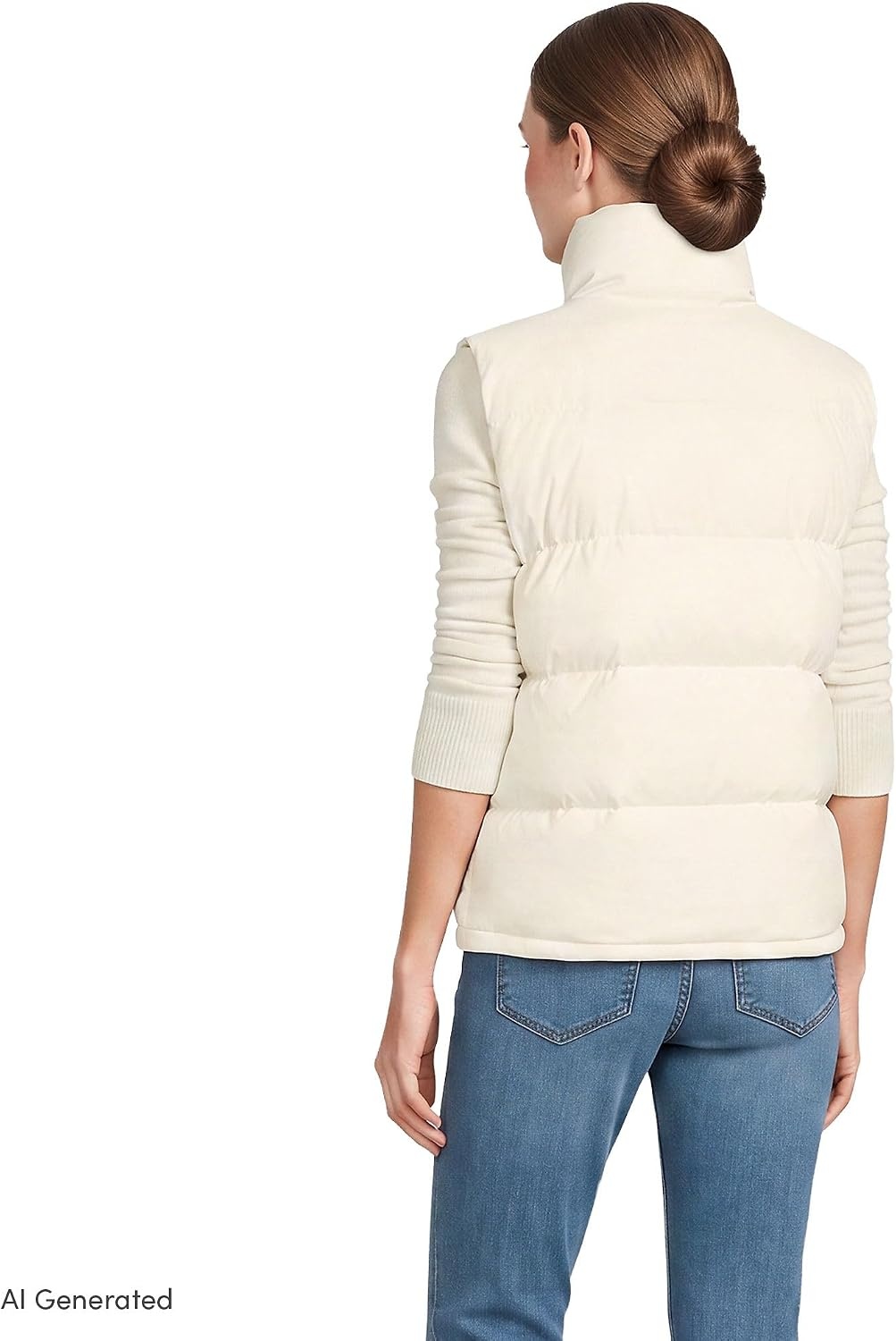 image:imageLands End Womens Wide Channel 600 Down Puffer VestIvory Pearl