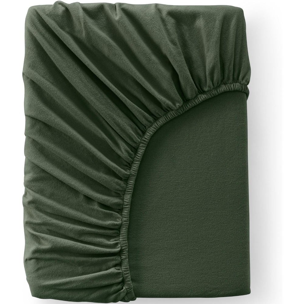 image:imageComfy Super Soft Cotton Flannel Fitted Bed Sheet 5oz Queen Cypress GreenFresh Evergreen