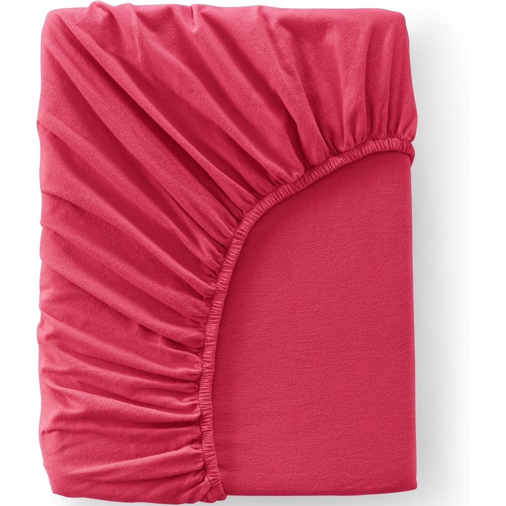 image:imageComfy Super Soft Cotton Flannel Fitted Bed Sheet 5oz Queen Cypress GreenVibrant Red