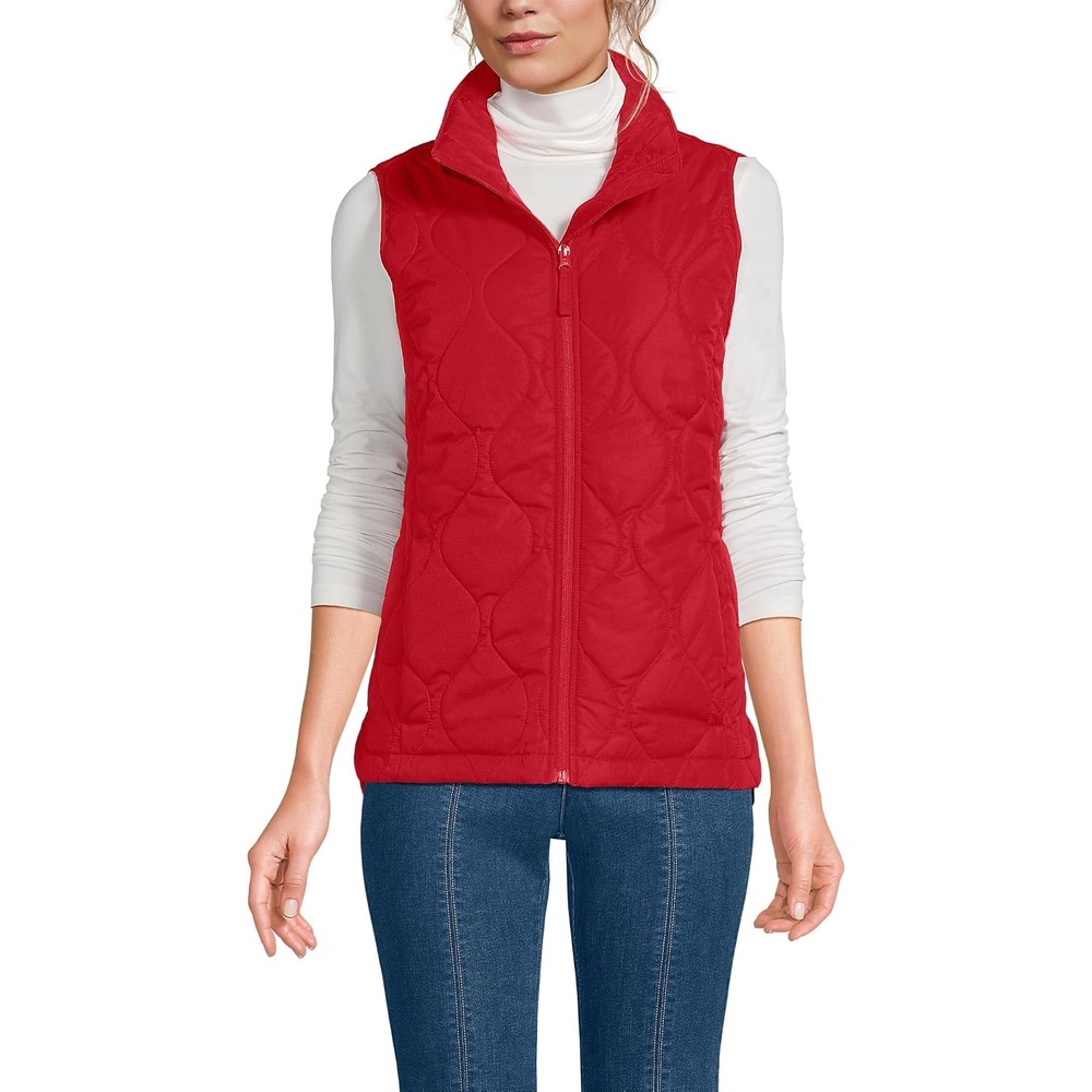 image:imageLands End Womens Quilted Puffer VestCompass Red