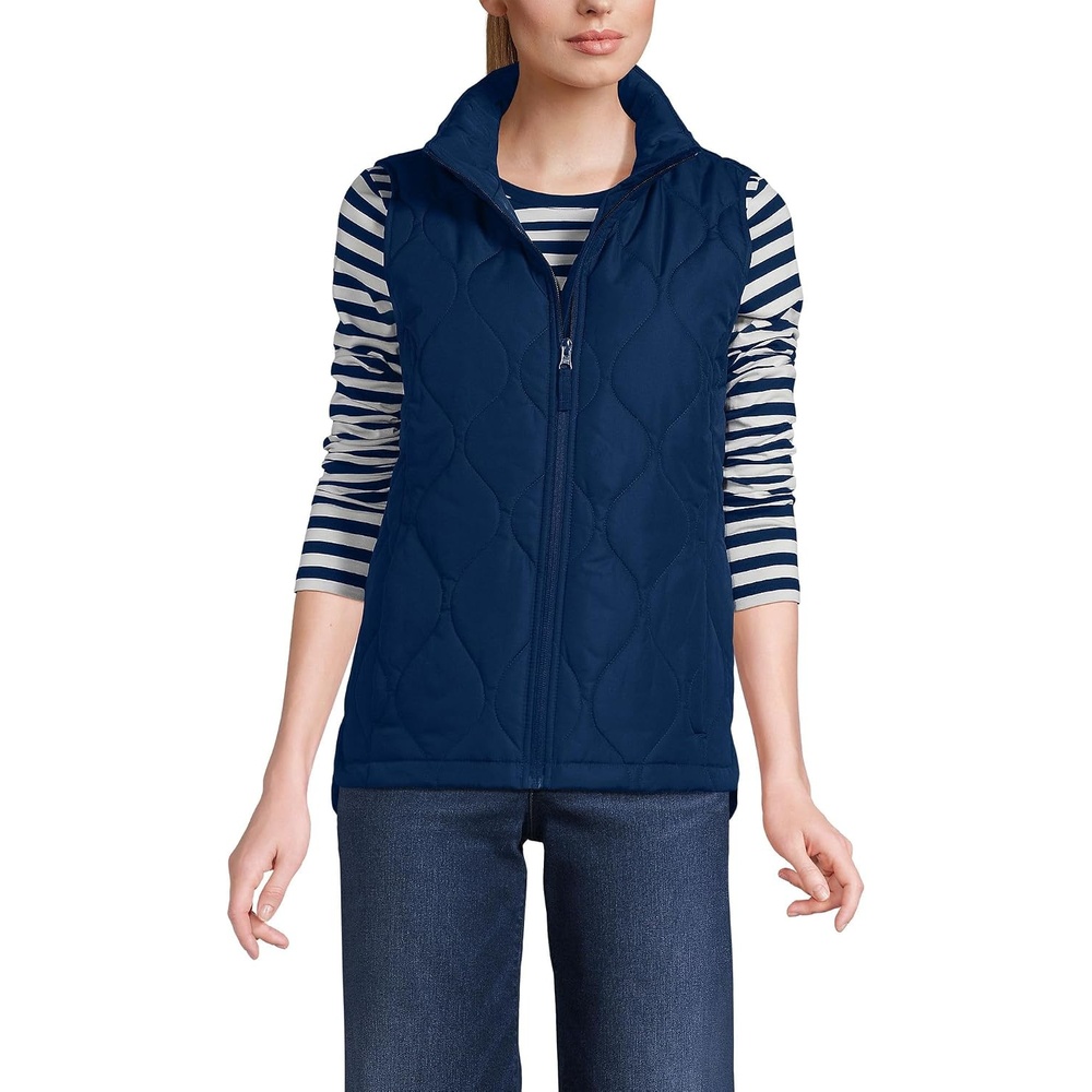 image:imageLands End Womens Quilted Puffer VestDeep Sea Navy