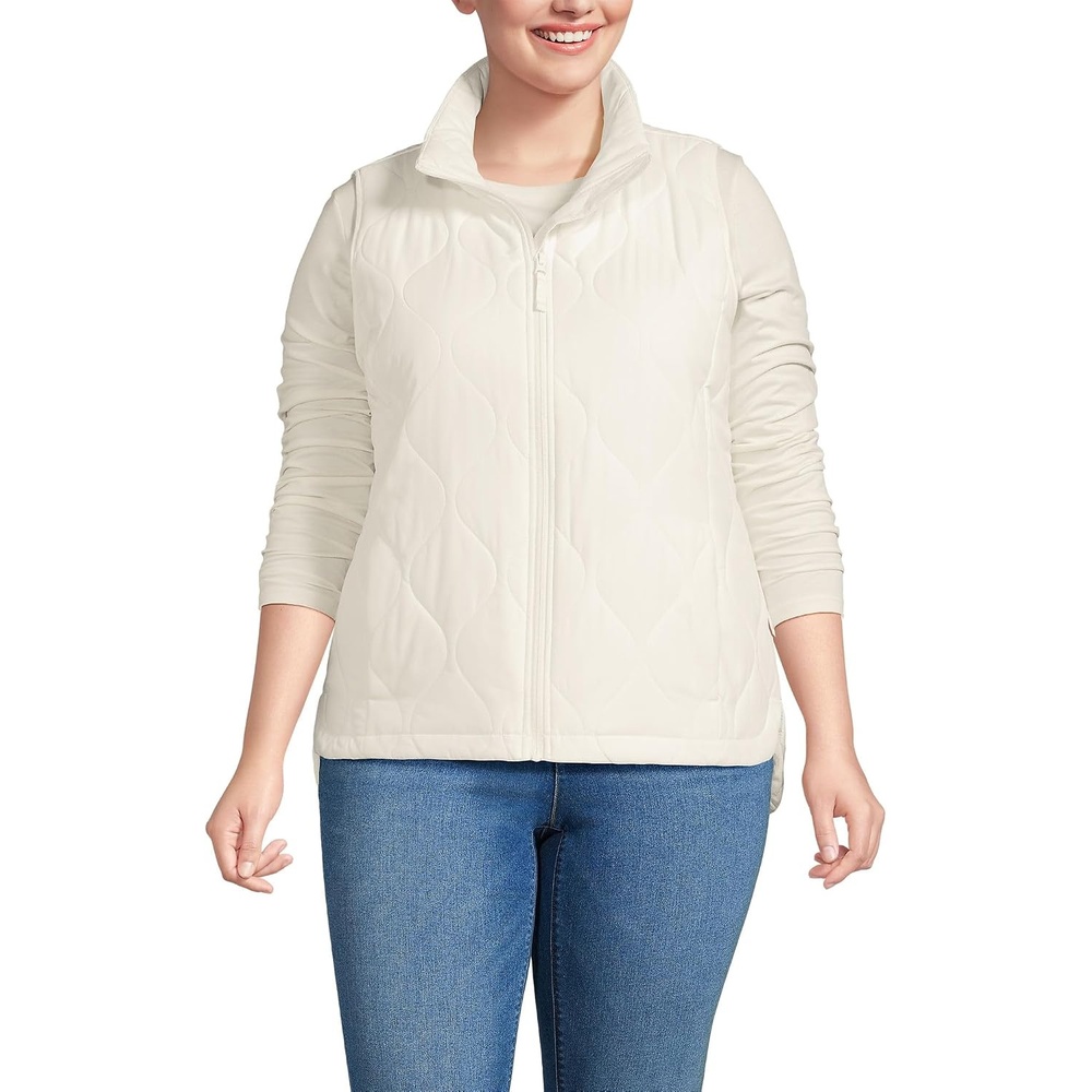 image:imageLands End Womens Quilted Puffer VestIvory