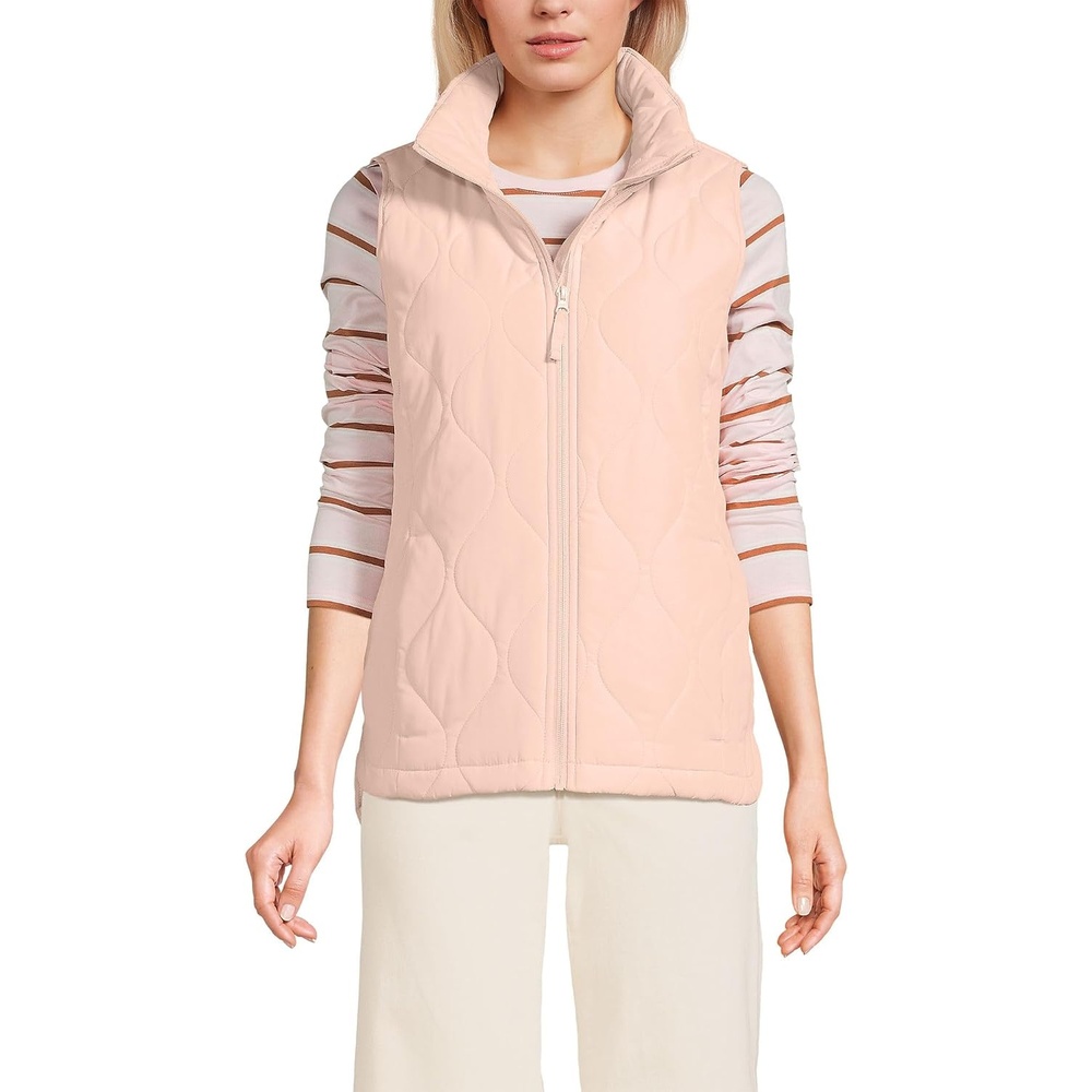 image:imageLands End Womens Quilted Puffer VestSoft Mineral Blush