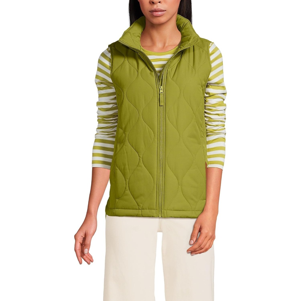 image:imageLands End Womens Quilted Puffer VestVintage Lime Green
