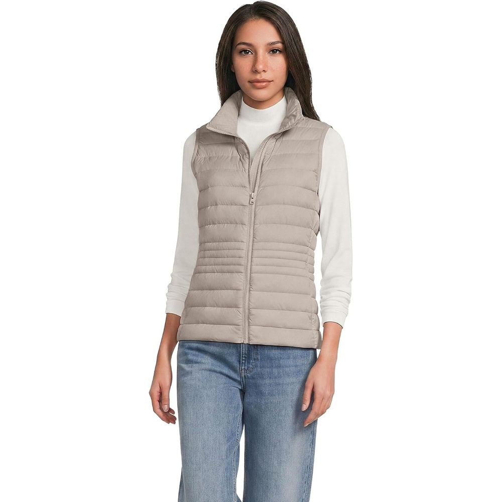 image:imageLands End Womens Wanderweight Packable Ultralight Down VestSoft Mushroom