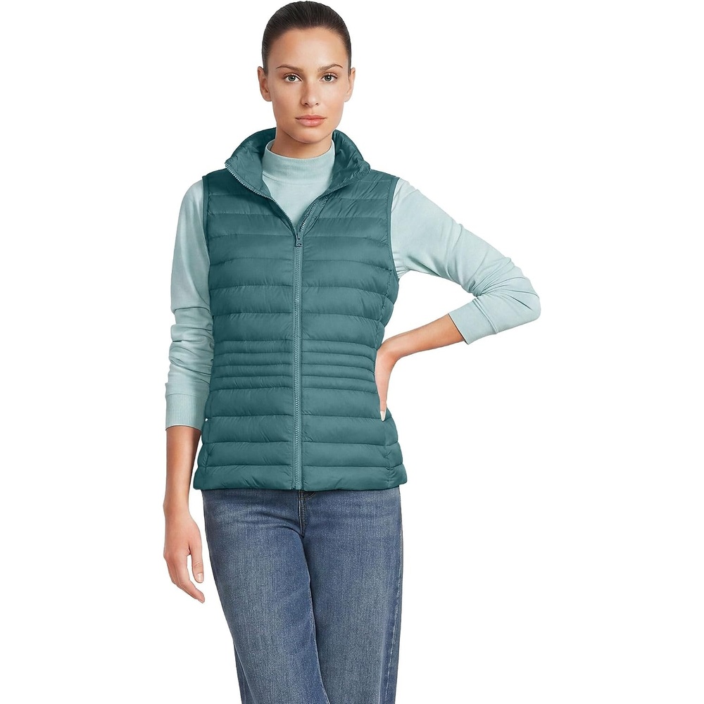 image:imageLands End Womens Wanderweight Packable Ultralight Down VestTourmaline