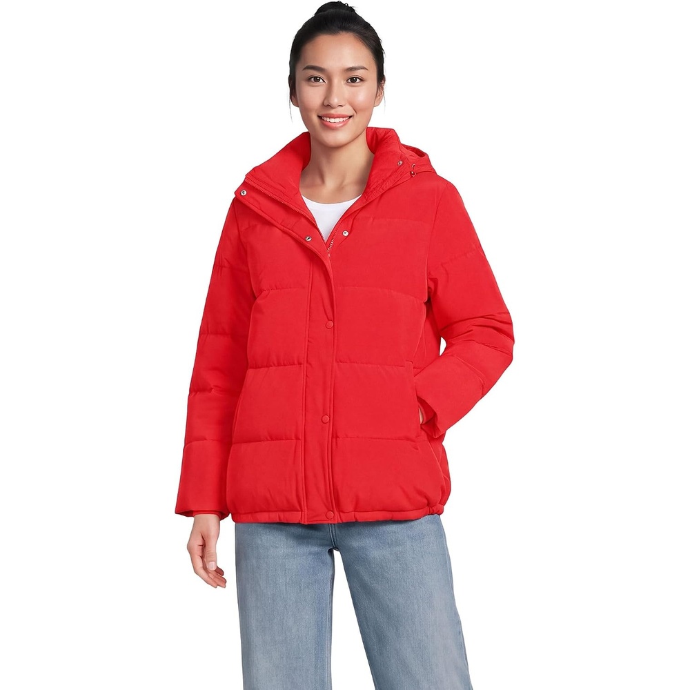 image:imageLands End Womens Wide Channel 600 Down Puffer JacketCompass Red