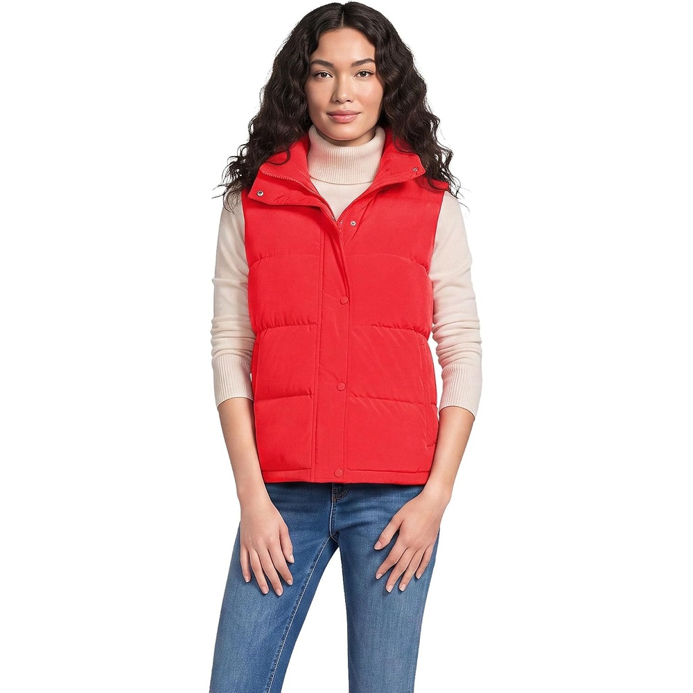 image:imageLands End Womens Wide Channel 600 Down Puffer VestCompass Red