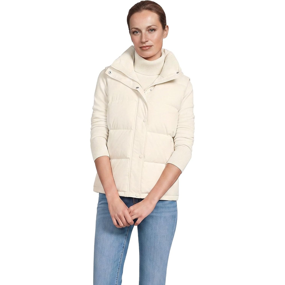 image:imageLands End Womens Wide Channel 600 Down Puffer VestIvory Pearl