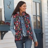 Lands’ End Women’s Quilted Puffer Vest(Poppy/Deep Sea Navy)