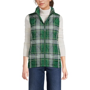 Lands’ End Women’s Quilted Puffer Vest(Light Emerald Plaid)