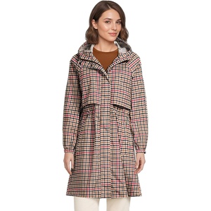 Lands’ End Women’s Squall Packable Long Raincoat(Rich Ginger Plaid)