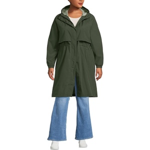 Lands’ End Women’s Squall Packable Long Raincoat(Rich Olive Green)