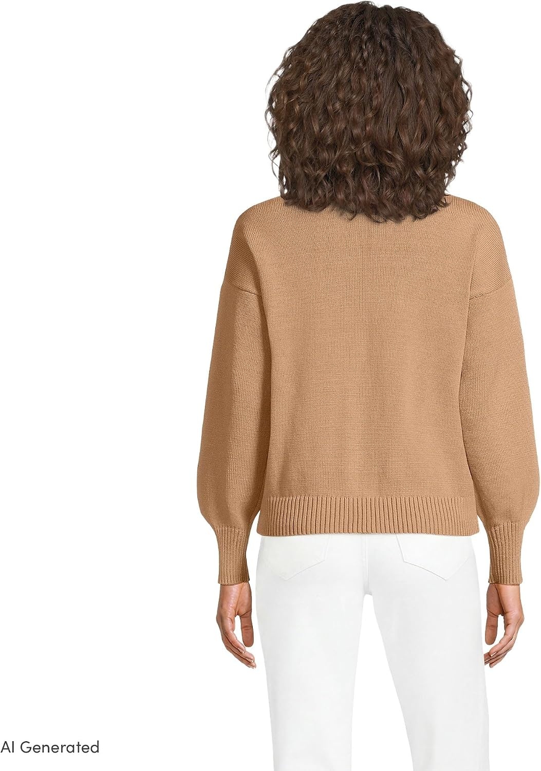 image:imageLands End Womens Drifter Jersey Crewneck SweaterLight Camel Argyle