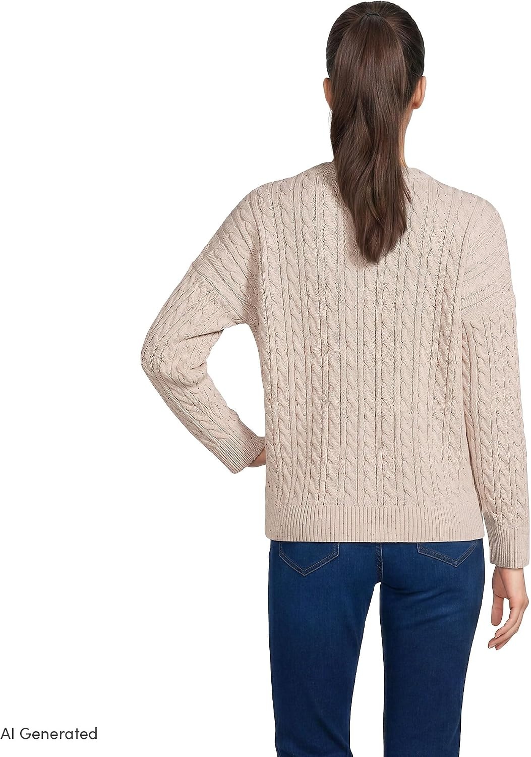 image:imageLands End Womens Drifter Jersey Crewneck SweaterOatmeal Sprinkle Heather