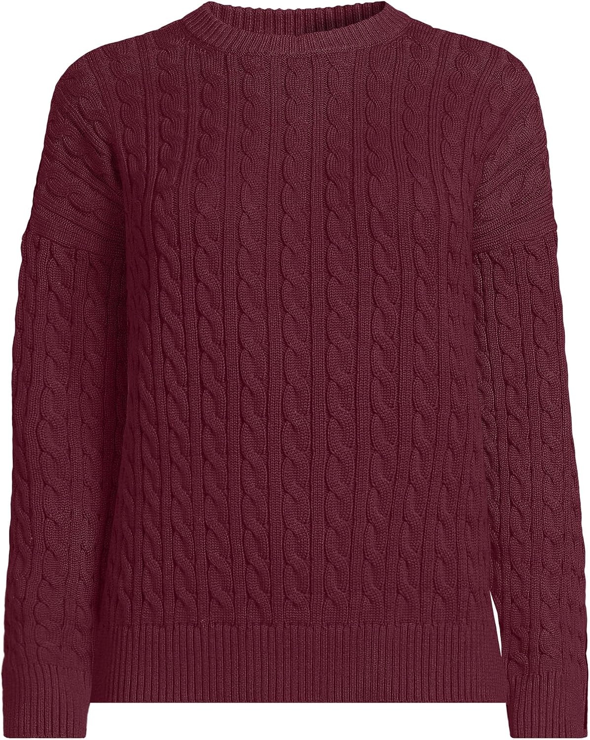 image:imageLands End Womens Drifter Jersey Crewneck SweaterRich Burgundy