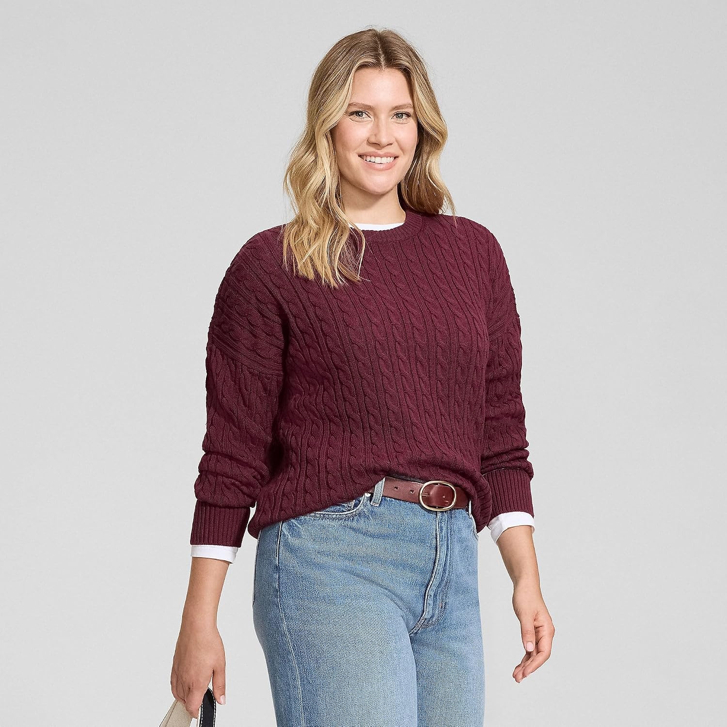 image:imageLands End Womens Drifter Jersey Crewneck SweaterRich Burgundy