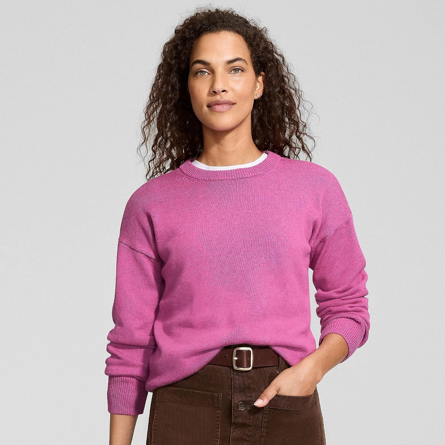 image:imageLands End Womens Drifter Jersey Crewneck SweaterSoft Raspberry Heather
