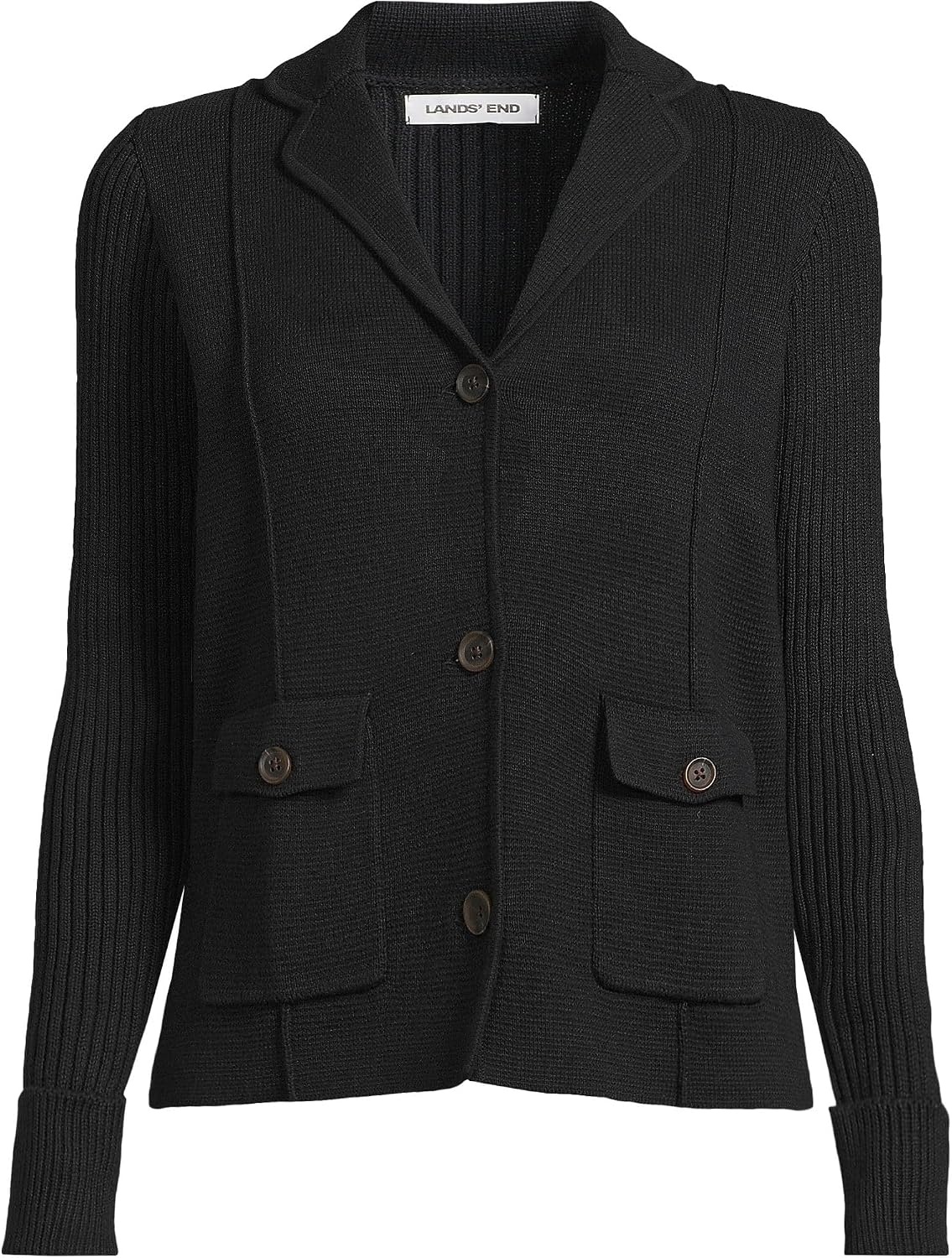 image:imageWomens Drifter Ribbed Collared Blazer SweaterBlack