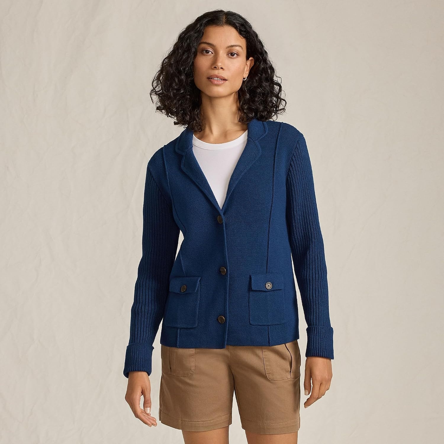 image:imageWomens Drifter Ribbed Collared Blazer SweaterDeep Sea Navy