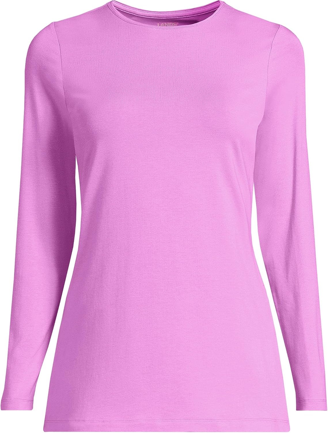 image:imageWomens Plus Size Lightweight Jersey Skimming Long Sleeve Crew Neck TshirtAster Pink