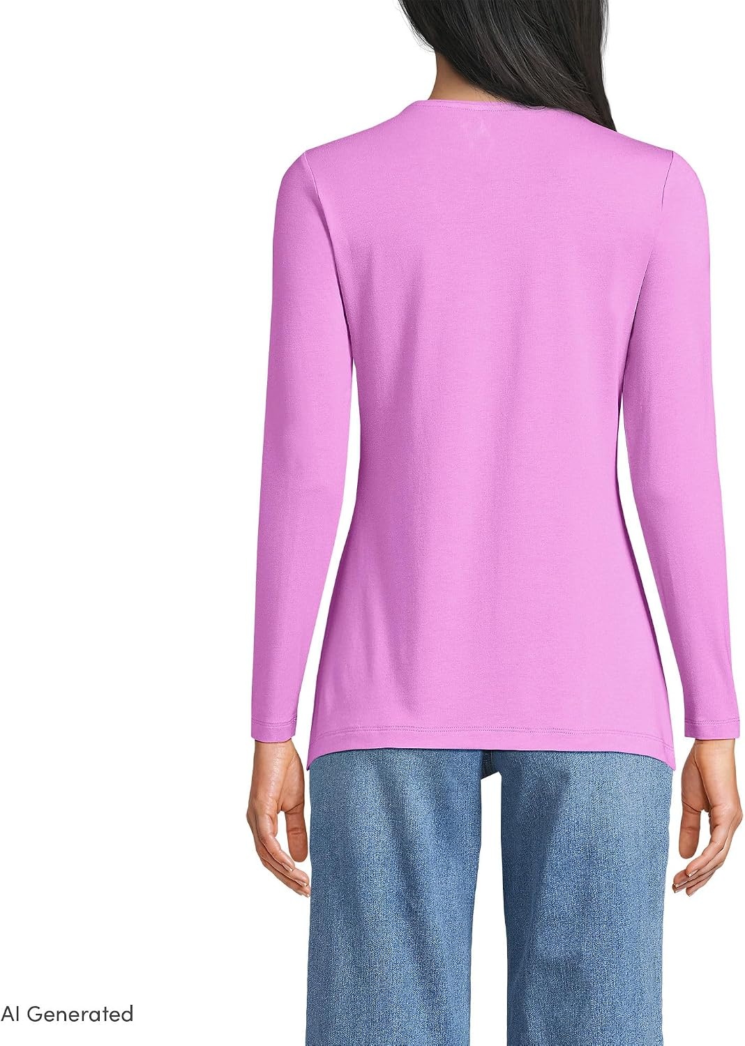 image:imageWomens Plus Size Lightweight Jersey Skimming Long Sleeve Crew Neck TshirtAster Pink
