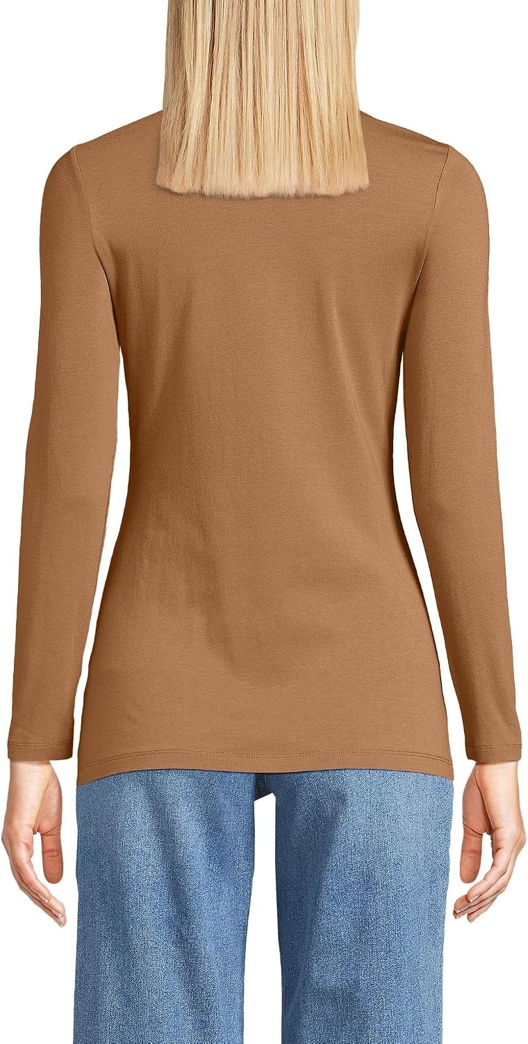 image:imageWomens Plus Size Lightweight Jersey Skimming Long Sleeve Crew Neck TshirtCanyon Camel
