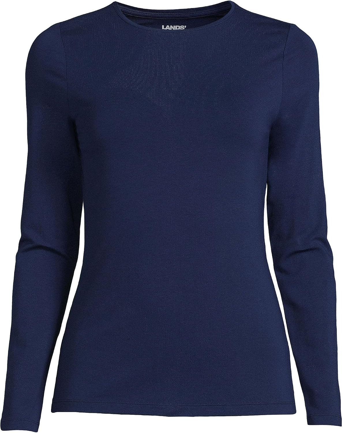 image:imageWomens Plus Size Lightweight Jersey Skimming Long Sleeve Crew Neck TshirtDeep Sea Navy