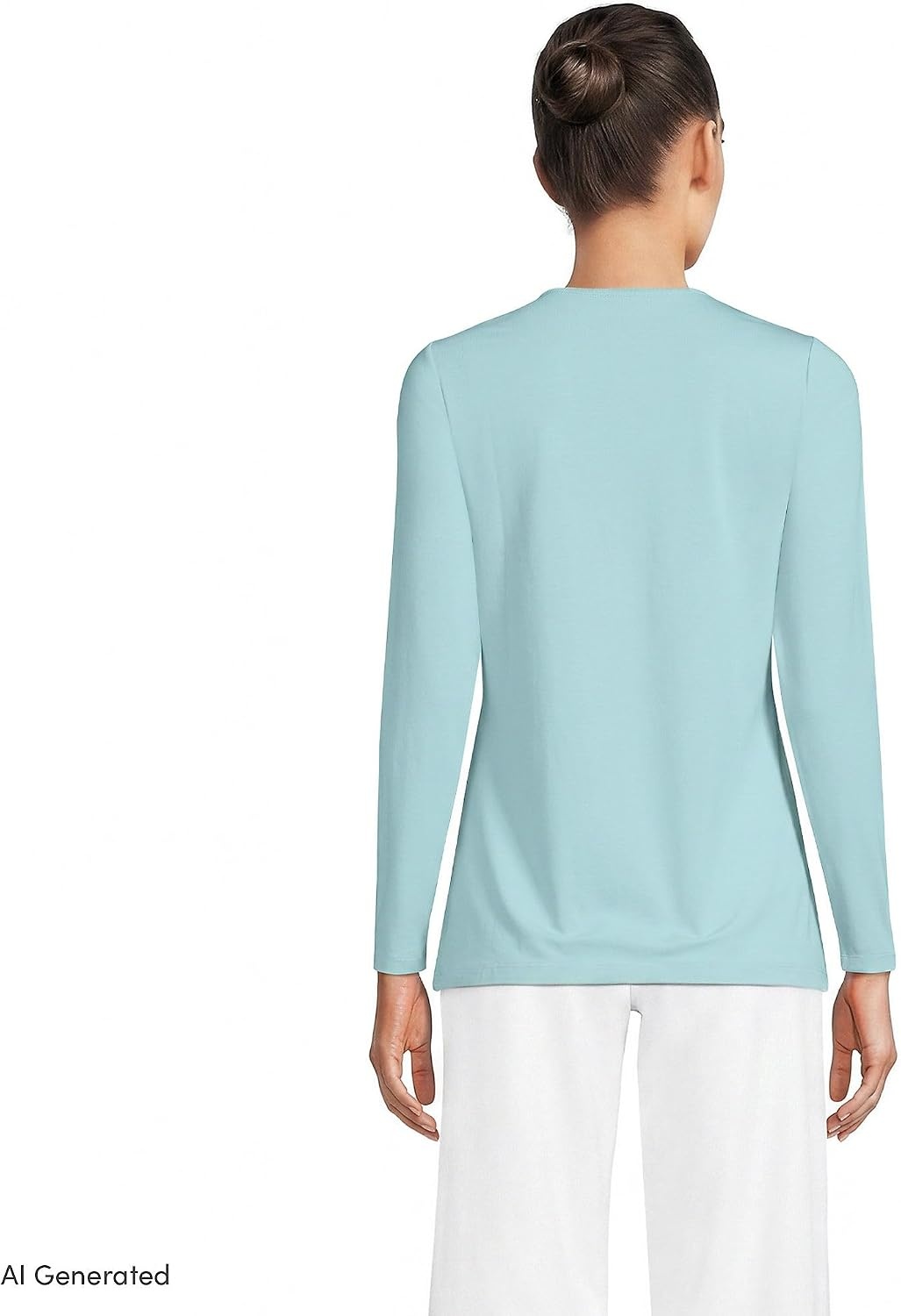 image:imageWomens Plus Size Lightweight Jersey Skimming Long Sleeve Crew Neck TshirtLight Seagrass