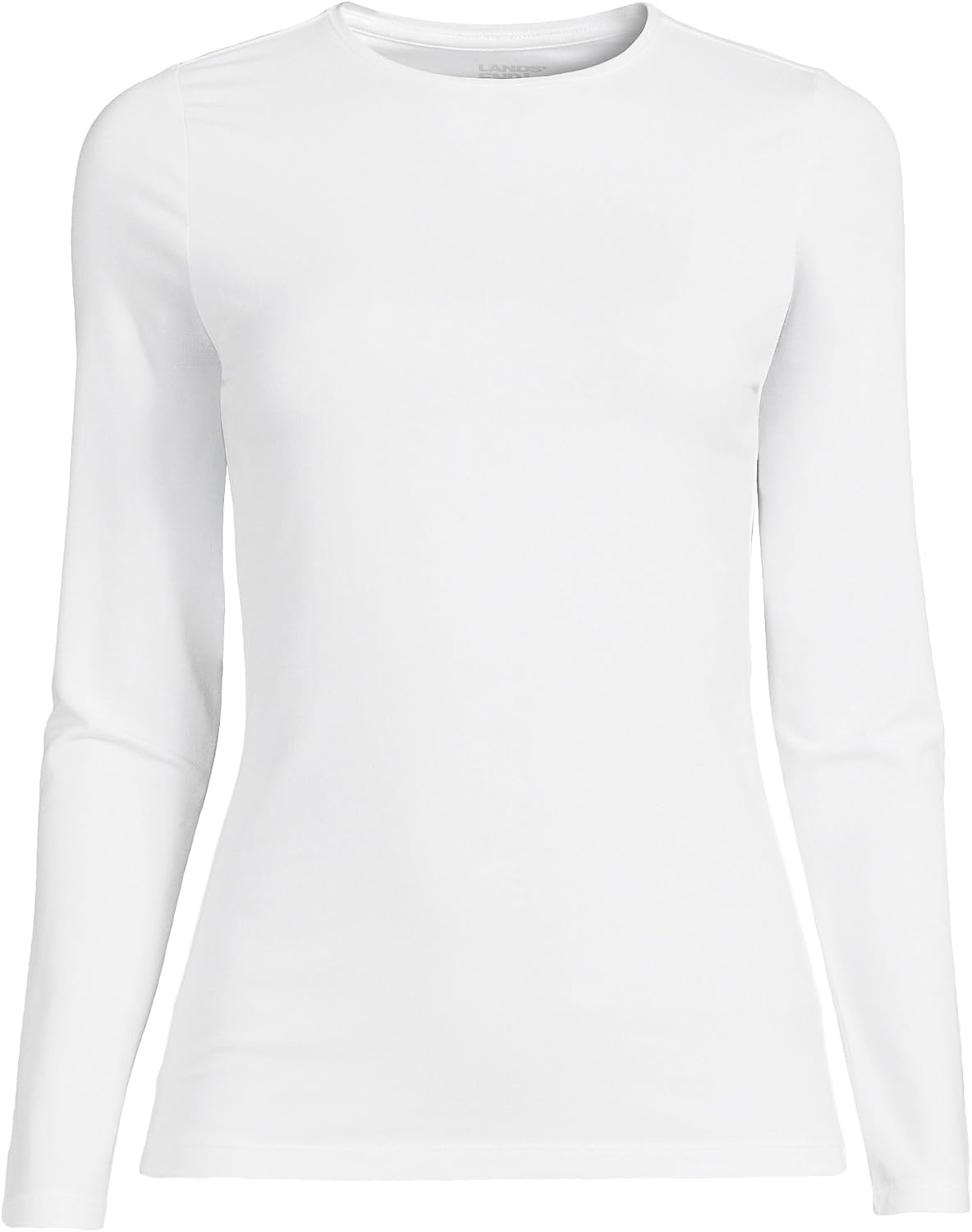 image:imageWomens Plus Size Lightweight Jersey Skimming Long Sleeve Crew Neck TshirtWhite