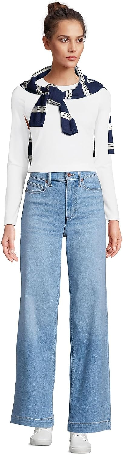 image:imageWomens Plus Size Lightweight Jersey Skimming Long Sleeve Crew Neck TshirtWhite
