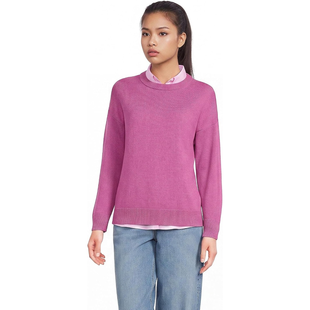 image:imageLands End Womens Drifter Jersey Crewneck SweaterSoft Raspberry Heather