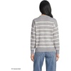 Lands’ End Women’s Drifter Jersey Crewneck Sweater(Gray Heather/Ivory Stripe)