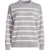 Lands’ End Women’s Drifter Jersey Crewneck Sweater(Gray Heather/Ivory Stripe)