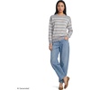 Lands’ End Women’s Drifter Jersey Crewneck Sweater(Gray Heather/Ivory Stripe)