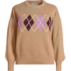 Lands’ End Women’s Drifter Jersey Crewneck Sweater(Light Camel Argyle)