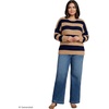 Lands’ End Women’s Drifter Jersey Crewneck Sweater(Light Camel/Navy Stripe)
