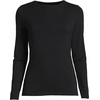 Women’s Plus Size Lightweight Jersey Skimming Long Sleeve Crew Neck T-shirt(Black)
