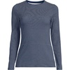 Women’s Plus Size Lightweight Jersey Skimming Long Sleeve Crew Neck T-shirt(Deep Sea Navy Thin Stripe)