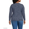 Women’s Plus Size Lightweight Jersey Skimming Long Sleeve Crew Neck T-shirt(Deep Sea Navy Thin Stripe)