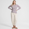 Women’s Plus Size Lightweight Jersey Skimming Long Sleeve Crew Neck T-shirt(Ivory/Pink Hydrangea)