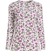 Women’s Plus Size Lightweight Jersey Skimming Long Sleeve Crew Neck T-shirt(Ivory/Pink Hydrangea)